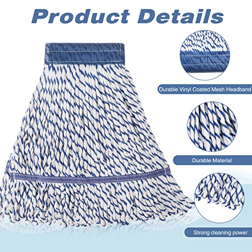 Nuogo 10 Pcs Commercial Mop Head Replacement, 27.6 Inch, White, Blue - color: White, Blue