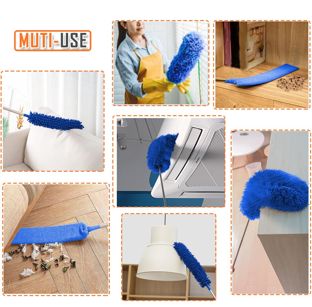 Bendable Microfiber Duster, Dusters for Cleaning Extendable(6PCS)