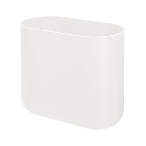 iDesign Small Slim Plastic Bathroom Trash Can, Coconut White - color: Coconut, style: Pack of 1