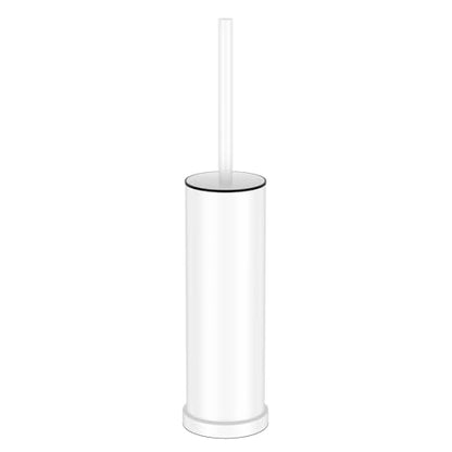 White Toilet Brush and Holder Set，Stainless Steel Heavy Duty Toilet Bowl Brush，Extra Long Handled Modern Toilet Cleaner Brush with Replaceable Head, Removable Inner Bowl, and Splash Protection - color: White