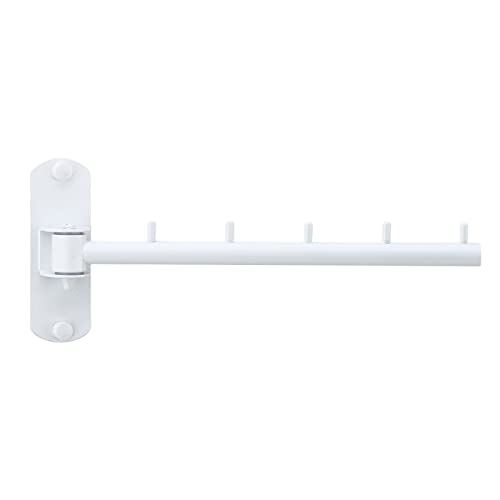Folding Wall Mounted Clothes Hanger Rack with Swing Arm Stainless Steel Heavy Duty Coat Hook for Bathroom, Bedroom, Laundry Room- White - color: White