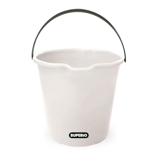 Superio 2.75 Gallon Plastic Cleaning Bucket with Large Spout, Utility Pail for Mopping, Car Wash, Fishing, Camping & Household Use, Light Grey, 1 Pack - color: Light Grey, size: 1 Pack