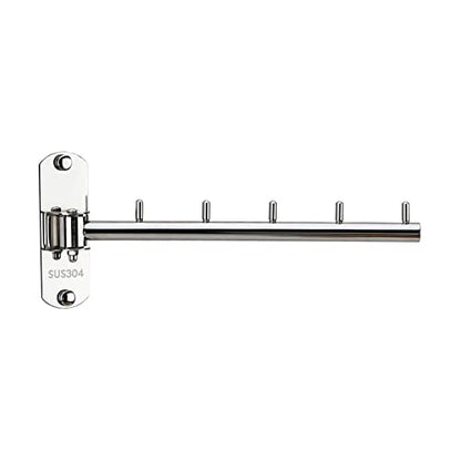 Folding Wall Mounted Clothes Hanger Rack with Swing Arm Stainless Steel Heavy Duty Coat Hook for Bathroom, Bedroom, Laundry Room- Silver - color: Silver