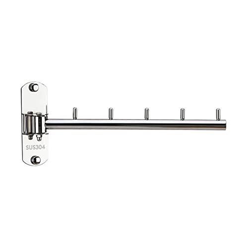 Folding Wall Mounted Clothes Hanger Rack with Swing Arm Stainless Steel Heavy Duty Coat Hook for Bathroom, Bedroom, Laundry Room- Silver - color: Silver