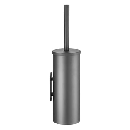 Gray Toilet Brush and Holder Set Stainless Steel No-Punch Hook Base - color: Gray