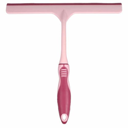 HARFINGTON Shower Squeegee 9.8 Inch Length Water Blade Cleaner Tool Household Mirror Squeegee with Hole for Windshield Window Cleaning Glass Door, Pink