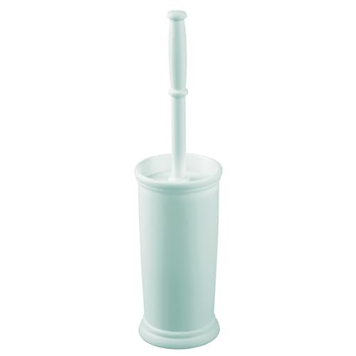 mDesign Toilet Bowl Brush and Holder - Covered Bathroom Toilet Brush - Standing Toilet Bowl Scrubber in Modern Holder - Space Saving, Deep Cleaning Brush for Toilet - Hyde Collection - Mint Green - color: Mint Green, size: Pack of 1