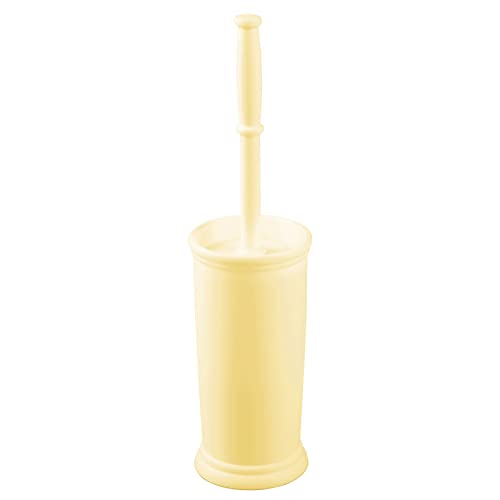 mDesign Toilet Bowl Brush and Holder - Covered Bathroom Brush - Standing Scrubber in Modern Holder - Space Saving, Deep Cleaning for Toilet - Hyde Collection - Light Yellow - color: Light Yellow, size: Pack of 1