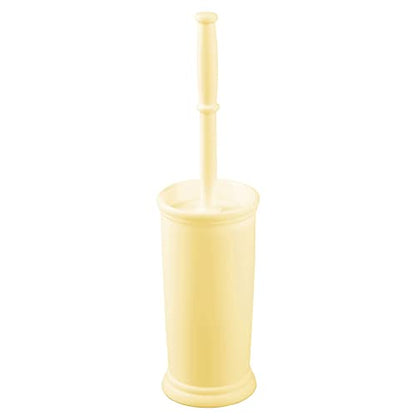 mDesign Toilet Bowl Brush and Holder - Covered Bathroom Brush - Standing Scrubber in Modern Holder - Space Saving, Deep Cleaning for Toilet - Hyde Collection - Light Yellow - color: Light Yellow, size: Pack of 1