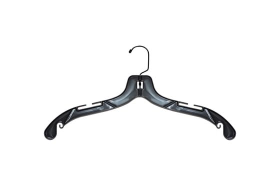 NAHANCO 17” Black Mid-Heavyweight Plastic Hanger, Black Hook, 100 Pack - color: Black With Black Hook
