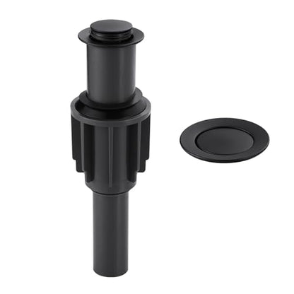 ALEASHA Pop Up Sink Drain Without Overflow, Bathroom Sink Drain Vessel Sink Stopper Pop Up Sink Drain Stopper, Pop Up Drain for Bathroom Sink Drain Strainer for Hair Catcher, Matte Black - color: Matte Black, style: Without Overflow