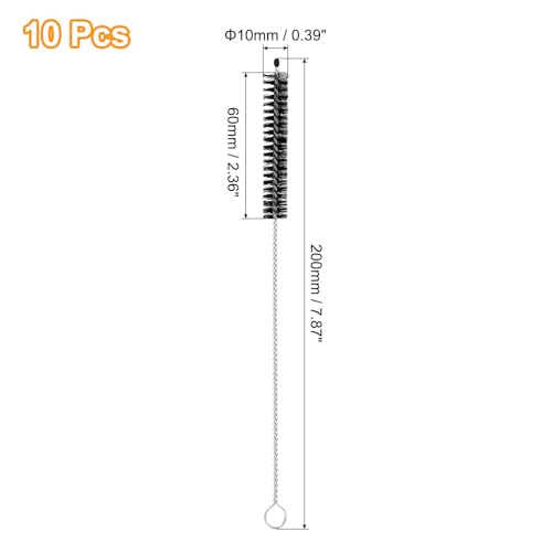 uxcell 10Pcs Drinking Straw Cleaning Brushes, 8" x 3/8" Nylon Bristles Long Straw Brush Pipe Cleaner for Washing Straw Pot Spout, Sippy Cup, Bottle and Tube (Black) - color: Black, size: 8" x 3/8"