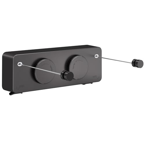 Danpoo Retractable Clothesline, Anti-Sag Adjustable Knob Heavy-Duty Clothes Line for Indoors/Outdoors with 2 * 13.8ft Stainless Steel Wire, Laundry Wall Drying Solutions,Black - style: Black