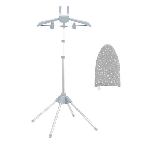 Garment Steamer Rack & Garment Ironing Glove for Steaming Clothes, Adjustable StandingGarment Hanger Handled Mini Ironing Board, Hanging Steamer Ironing Accessories for Clothes, Grey - color: Grey