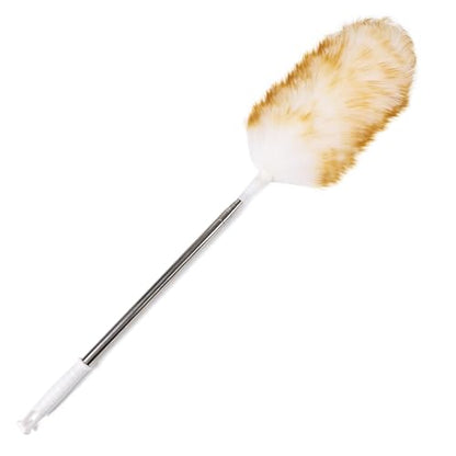Lambswool Extendable Duster 29-110 Inch, Anti-Static Flexible Head, Stainless Steel Pole for High Ceilings, Fans, Interior & Roof Dusting. - size: 29 - 110 Inch