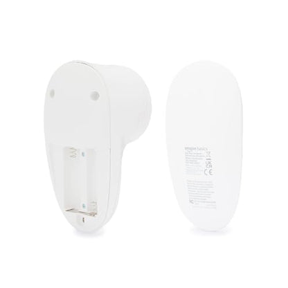 Amazon Basics Battery Operated Fabric Shaver for Clothes, Remove Pilling, Lint and Fuzz Removal, 6-Leaf Blades with Safety Lock, Portable, Includes 2 Spare Blades, White
