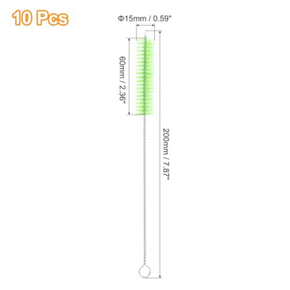 uxcell 10Pcs Drinking Straw Cleaning Brushes, 8" x 5/8" Nylon Bristles Long Straw Brush Pipe Cleaner for Washing Straws Pot Spout, Sippy Cup, Bottle and Tube (Green) - color: Green, size: 8" x 5/8"