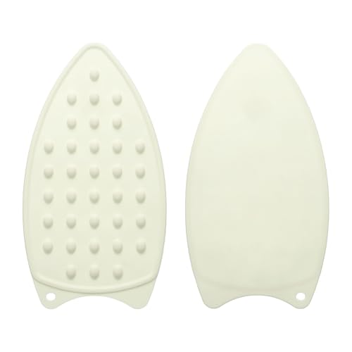HARFINGTON 2pcs Silicone Iron Rest Pad, Multipurpose Iron Hot Resistant Mat Iron Rest Plate for Ironing Board Hot Heat Resistant Steam Compact Mat, Cream - color: Cream