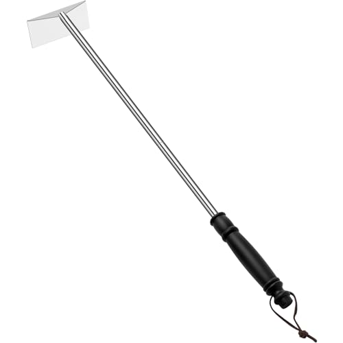 Grilliance Charcoal Grill Ash Rake Hoe for Fireplace Wood Stove Pizza Oven, Stainless Steel BBQ Cleaner Poker Scraper, Elongated Cleaning Tool Accessories for Smoker, Ceramic, Kamado, Vision Grills