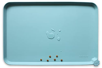 Hoki Found Silicone Non Slip Pet Food Mats - Dog Cat Bowl Placemats - Waterproof for Carpet - Light Turquoise - color: Light Turquoise, size: 19" x 12"