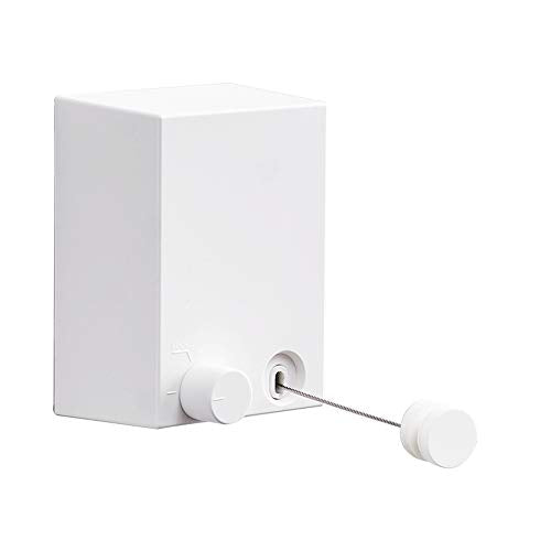 BESy Retractable Clothesline ABS case+Aluminum Dryer with Adjustable Stainless Steel Rope String Hotel Style Heavy Duty, Wall Mounted Method, 13.8 Feets,White - size: Single Rope, style: White