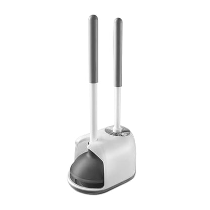 Eyliden Toilet Plunger and Brush Set, 2-in-1 Compact Holder, White - color: White & Grey