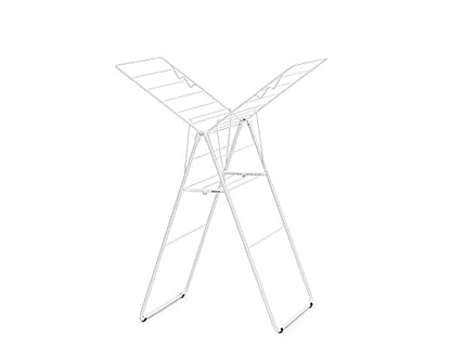 Brabantia HangOn Compact Clothes Drying Rack | 49ft (15m) | White | Small Indoor Clothes Airer Laundry Stand with 2 Fold-Out Wings & Hanger Hooks, Folds Flat, Ideal for Condos | Fits Full Load - color: Fresh White