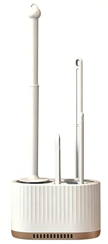 Basaza Toilet Brush and Holder Set Toilet Bowl Cleaning Brush and Holder for Bathroom 4 in 1 White Toilet Bowl Cleaner Brushes & Holders Floor Standing or Wall Mounted - color: #Aa White 4 in 1 Toilet Brush and Holder Set