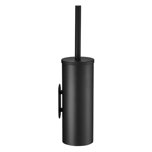 Black Toilet Brush with Dual-Purpose wall-Mounted Bracket - color: Black
