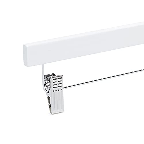 Amazon Basics Durable Wooden Pants and Skirt Hangers with Clips, Closet Organizer, White, 10-Pack - size: 10-Pack