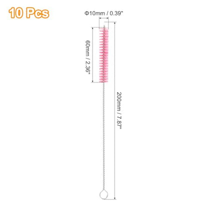uxcell 10Pcs Drinking Straw Cleaning Brushes, 8" x 3/8" Nylon Bristles Long Straw Brush Pipe Cleaner for Washing Straws Pot Spout, Sippy Cup, Bottle and Tube (Pink) - color: Pink, size: 8" x 3/8"
