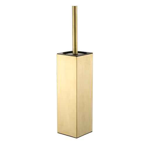 Gold Upright Toilet Brush Set Square Toilet Cleaning Brush - color: Brushed Gold