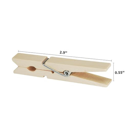 KTOJOY Wooden Clothes Pins,50 Pack, 2.9 Inch, Large Natural Birchwood Rust, Moisture Resistant Clothes Pegs, Heavy Duty Clothespins,Clothes Pins for Craft, Clips for Pictures