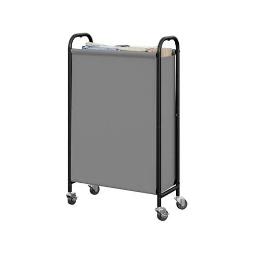 GRANNY SAYS Laundry Hamper, Slim Basket with Wheels and Handles, Grey, 80L - color: Grey, size: 80L