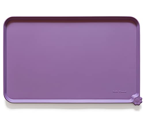 Hoki Found Silicone Pet Food Mats Tray - High-Lips Pet Dog Cat Bowl Mats - Pet Feeding Mat - Waterproof Dog Cat Food Mats -Pet Water Mats for Floors - Amethyst - color: Amethyst, size: 19" x 12"