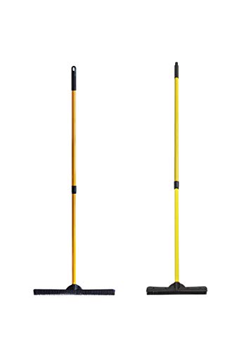 FURemover Pet Hair Removal Rubber Broom, 60" Handle, 2-Piece Set - color: Furemover Original and Pro Broom Set