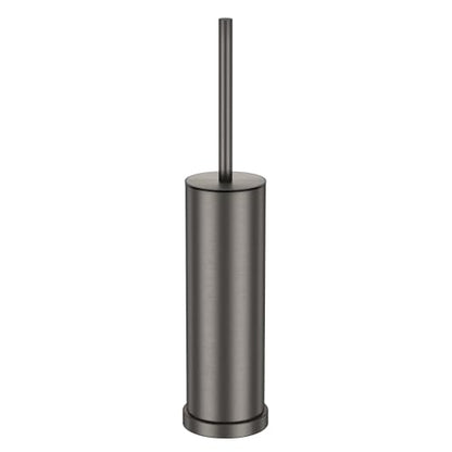Pewter Toilet Brush and Holder Set，Stainless Steel Heavy Duty Toilet Bowl Brush，Extra Long Handled Modern Toilet Cleaner Brush with Replaceable Head, Removable Inner Bowl, and Splash Protection - color: Pewter