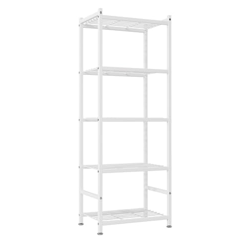 Small Storage Shelves, 5-Tier Metal Shelving Unit with Leveling Feet, Shelf Organizer for Garage, Kitchen, Pantry and Closet Organization, 17.7" x 11.8" x 56.3",White - color: White, size: 17.7" x 11.8" x 56.3"(5T)