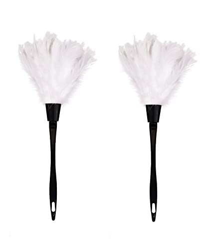 Turkey Feather Dusters for Cleaning Home Blinds Kitchen car Office, Eco-Friendly Reusable （2 pcs White） - color: White