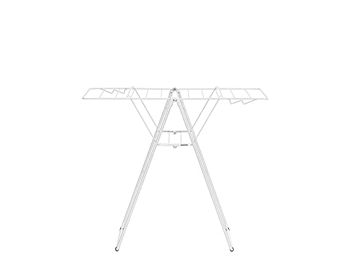 Brabantia HangOn Compact Clothes Drying Rack | 49ft (15m) | White | Small Indoor Clothes Airer Laundry Stand with 2 Fold-Out Wings & Hanger Hooks, Folds Flat, Ideal for Condos | Fits Full Load - color: Fresh White