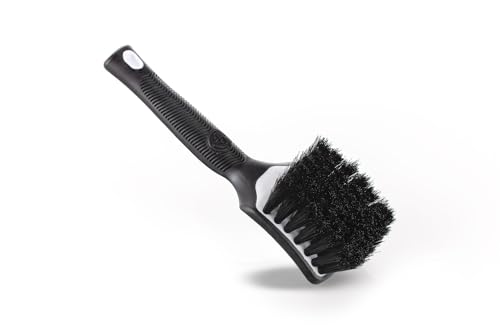 Detail Factory - ProGrip Interior Scrub Brush - Soft Bristles - Rubber Grip for Maximum Stability and Comfort - Curved Head Profile for Better Clearance - Black Ice - color: White