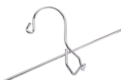12 Quality Pants Hangers Heavy Duty Add-on Skirt/Slack Metal Hanger, Extra Wide Adjustable Clips, Multi Stackable Add on Hangers, Chrome, Jeans, Bottoms (12)