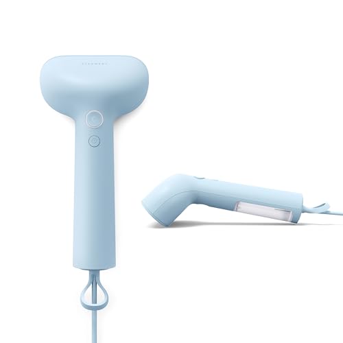 Steamery Handheld Clothes Steamer Cirrus Core, 1350W, Steam Output 0.74 oz/min, Heat up in 15 Seconds, Dry Steam Technology, Hanging Loop, Visible Water Tank, Portable, Scandinavian Design (Blue) - color: Blue