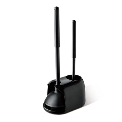 Eyliden Toilet Plunger and Brush Set, 2-in-1 Compact Holder, Black - color: Black