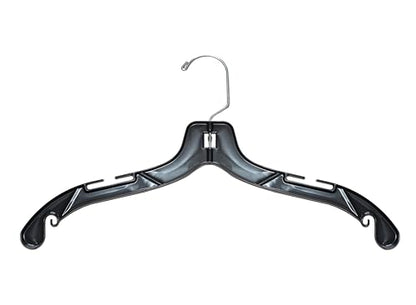 NAHANCO 17” Black Mid-Heavyweight Plastic Hanger, Chrome Hook, 100 Pack - color: Black With Chrome Hook