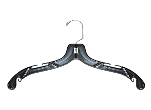 NAHANCO 17” Black Mid-Heavyweight Plastic Hanger, Chrome Hook, 100 Pack - color: Black With Chrome Hook