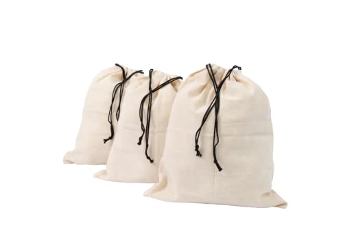 Shoe Bags for Travel Packing - Drawstring Sneaker Travel Bags - Cotton Cloth Shoe Dust Bags for Storage & Luggage - Washable Dust Cover Bags for Boots and Dress Shoes (3 Medium: 19"x15") - size: 3 Medium: 19"x15"
