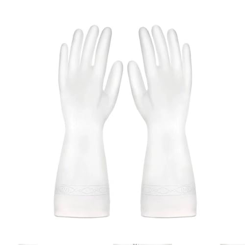 Transparent Waterproof Cleaning Gloves, Reusable Non-Slip Kitchen Dishwashing Gloves, Latex-Free, Comfortable Long Cuff For Household Chores, Dishwashing, And Daily Use, 1 Pairs White (medium)