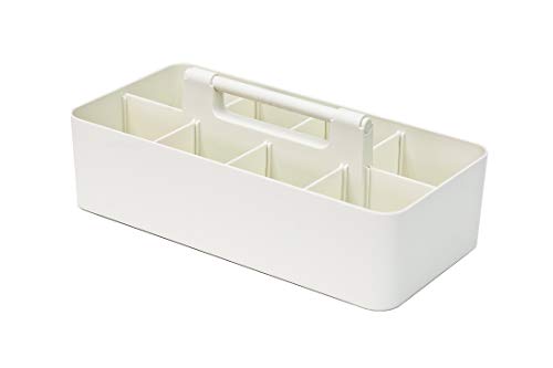 Portable Caddy Organizer -2 Stackable Plastic Caddy with Handle | Desk, Makeup, Dorm Caddy, Classroom Art Organizers (Made In Usa) (Ivory/Indie Pink) - color: Ivory / Indie Pink