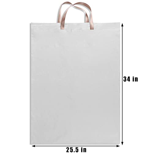 LOLOMLO Extra Large Canvas Laundry Bags with Handles & Drawstring Closure, Heavy Duty Tears Resistant Clothes Storage Travel Bags,25.5"x34",Light Grey - color: Light Grey